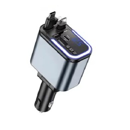 Cargador Carro Carga Rápida 180w Retráctil 5 En 1 Transmisor Negro | Dayoshop