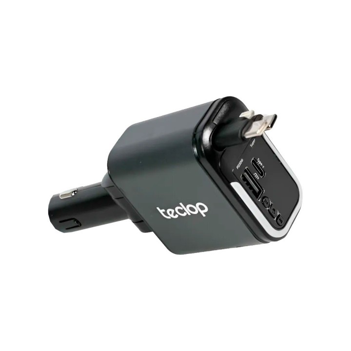 Cargador Carro Carga Rápida 180w Retráctil 5 En 1 Transmisor Negro | Dayoshop