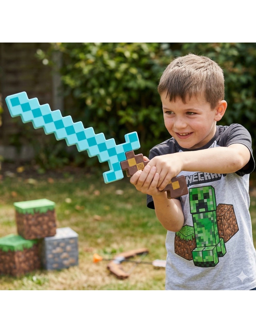 Espada Minecraft Diamante Juguete Con Luz Led Y Sonido 58cm