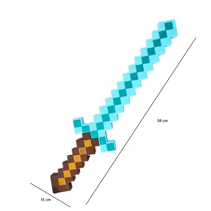 Espada Minecraft Diamante Juguete Con Luz Led Y Sonido 58cm