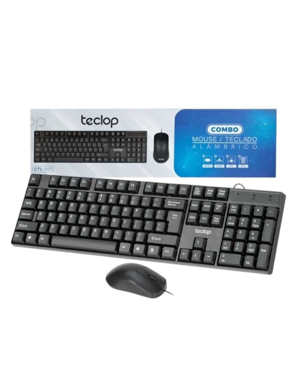 Kit Teclado Y Mouse Alámbrico Ctl-001 Usb Negro Negro