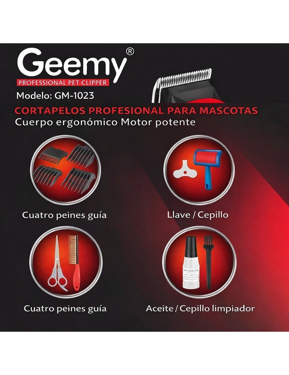 Máquina Peluquería Canina Profesional Kit Completo Mascotas Negro