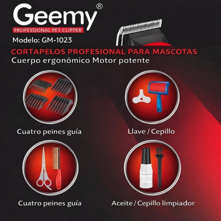 Máquina Peluquería Canina Profesional Kit Completo Mascotas Negro