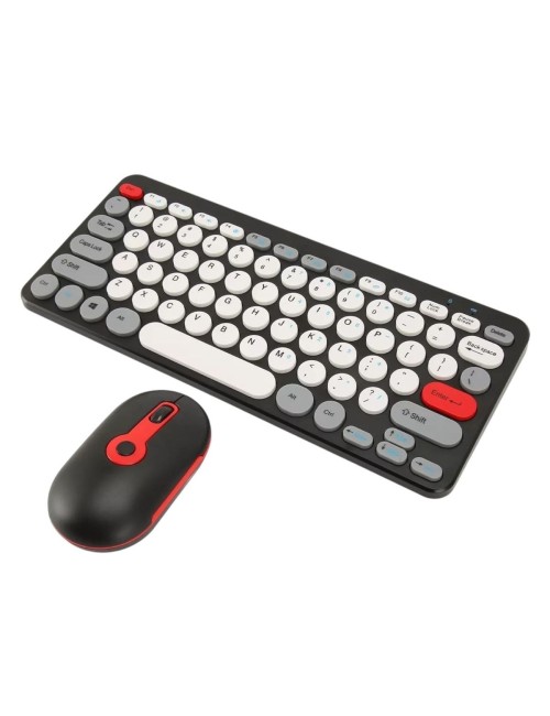 Combo Teclado Mecánico Retro Vintage Mouse Inalámbrico 2.4g Negro