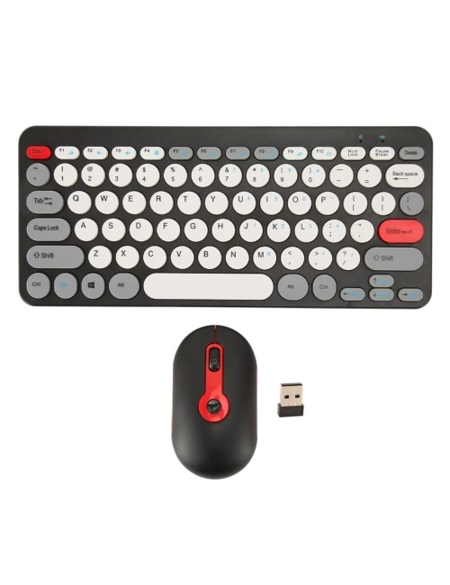 Combo Teclado Mecánico Retro Vintage Mouse Inalámbrico 2.4g Negro