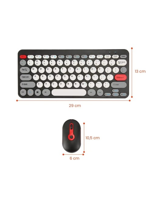 Combo Teclado Mecánico Retro Vintage Mouse Inalámbrico 2.4g Negro