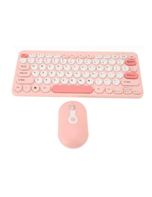 Combo Teclado Mecánico Retro Vintage Mouse Inalámbrico 2.4g Negro