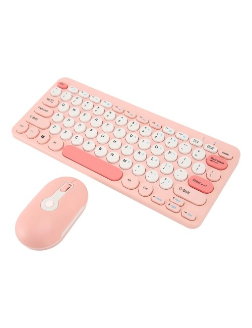 Combo Teclado Mecánico Retro Vintage Mouse Inalámbrico 2.4g Negro