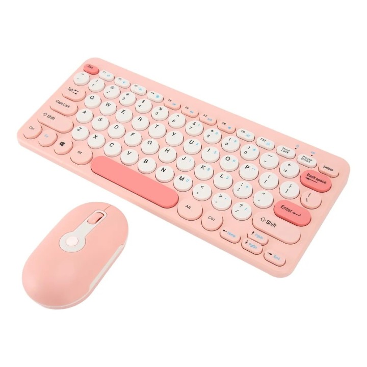 Combo Teclado Mecánico Retro Vintage Mouse Inalámbrico 2.4g Negro