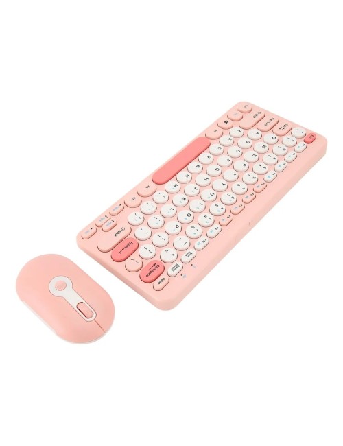 Combo Teclado Mecánico Retro Vintage Mouse Inalámbrico 2.4g Negro