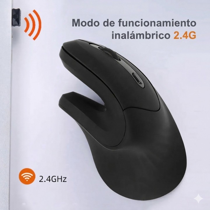 Mouse Ergonómico Vertical Inalámbrico Rf-7051 Pro Salud