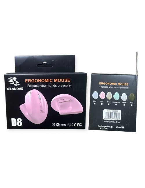 Mouse Vertical Ergonómico Femenino D8 Inalámbrico Recargable