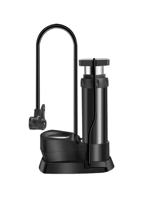 Mini Inflador De Pie Ergonómico Con Manómetro Doble Válvula