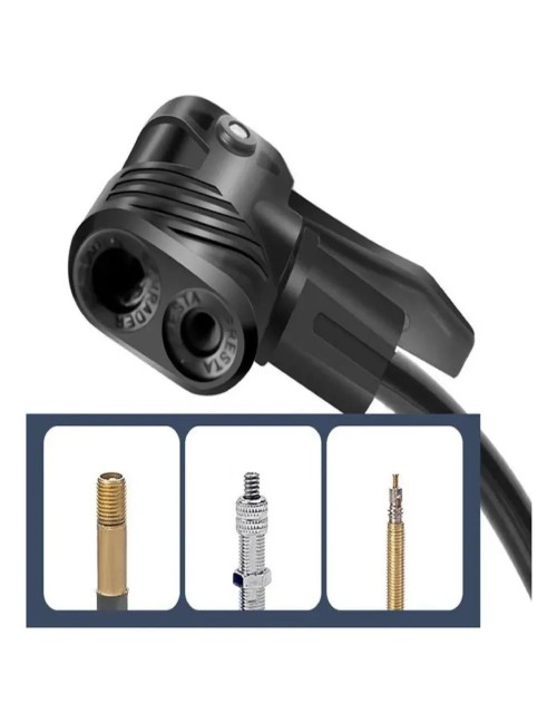 Mini Inflador De Pie Ergonómico Con Manómetro Doble Válvula