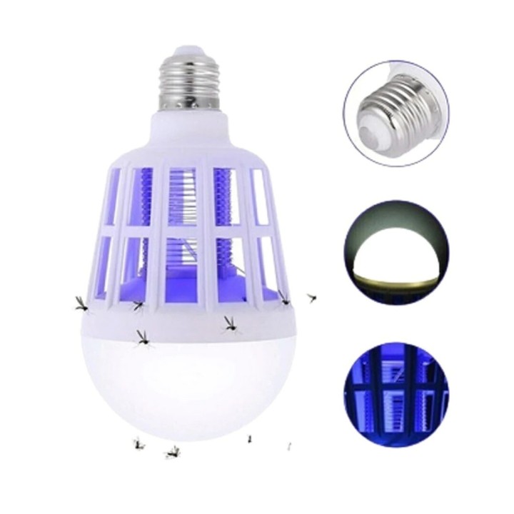Bombillo Led Mata Mosquitos 2 En 1 Trampa Insecto Recargable