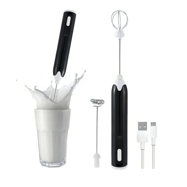 Batidor Mezclador Espumador De Leche Recargable Usb 2 En 1