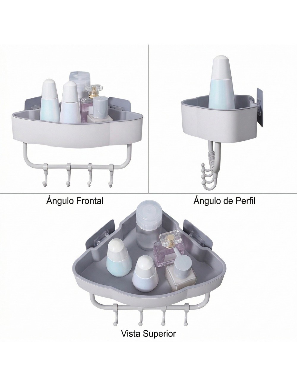 Estante Esquinero Organizador Baño Cocina Adhesivo Ganchos