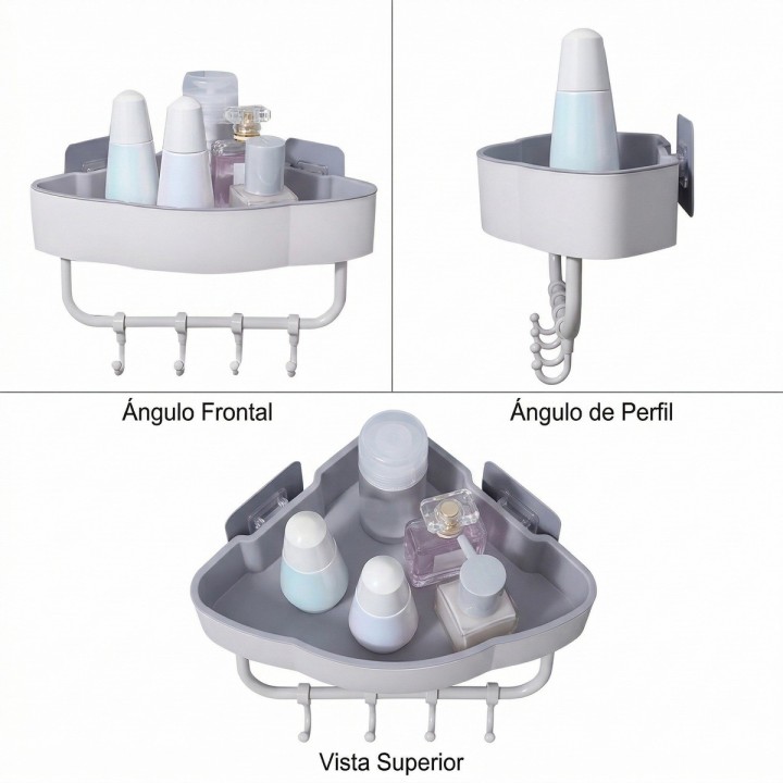 Estante Esquinero Organizador Baño Cocina Adhesivo Ganchos