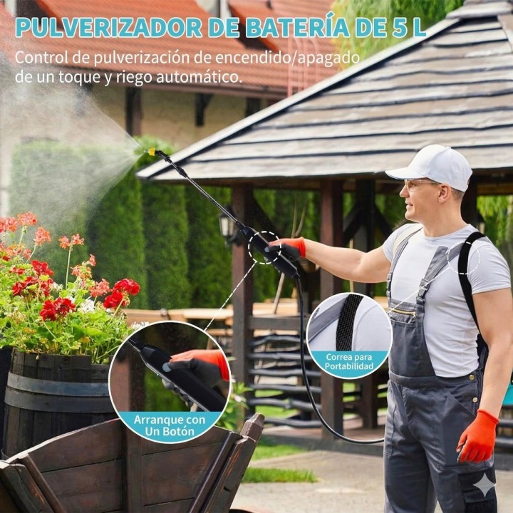 Pulverizador Eléctrico 5l Recargable Usb Jardín Desinfección