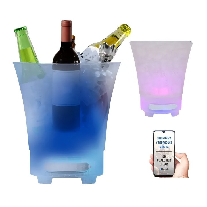 Hielera Led 7l Bluetooth Parlante Recargable Luces Fiesta