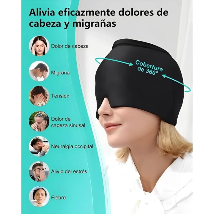 Gorro Gel Alivio Migraña Y Dolor De Cabeza Terapia Frío 360