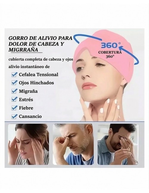 Gorro Gel Alivio Migraña Y Dolor De Cabeza Terapia Frío 360