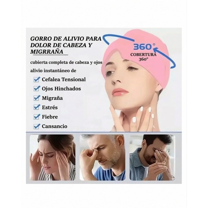 Gorro Gel Alivio Migraña Y Dolor De Cabeza Terapia Frío 360