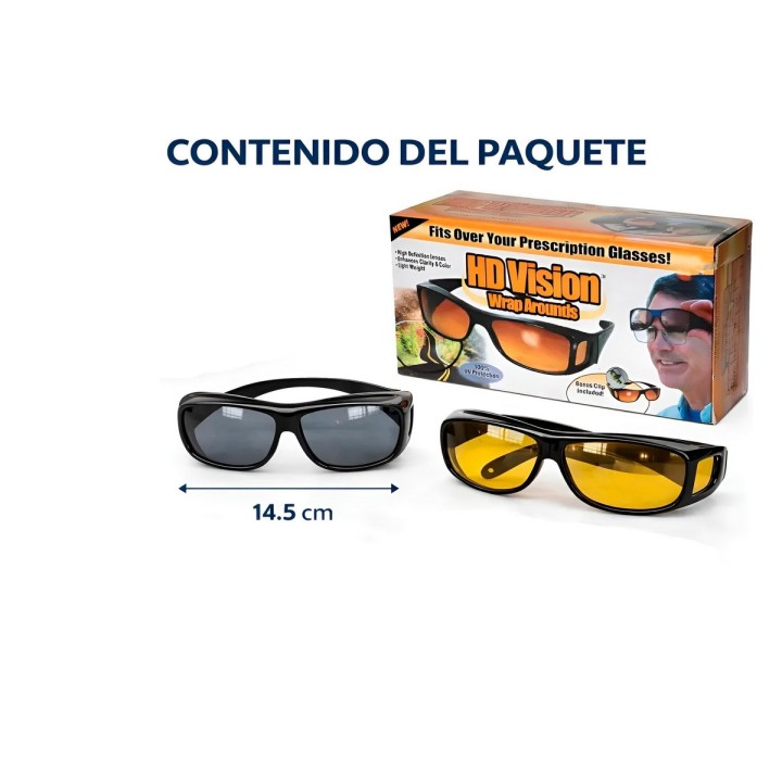 Gafas Hd Vision Dia Y Noche Polarizadas Conduccion Kit X2