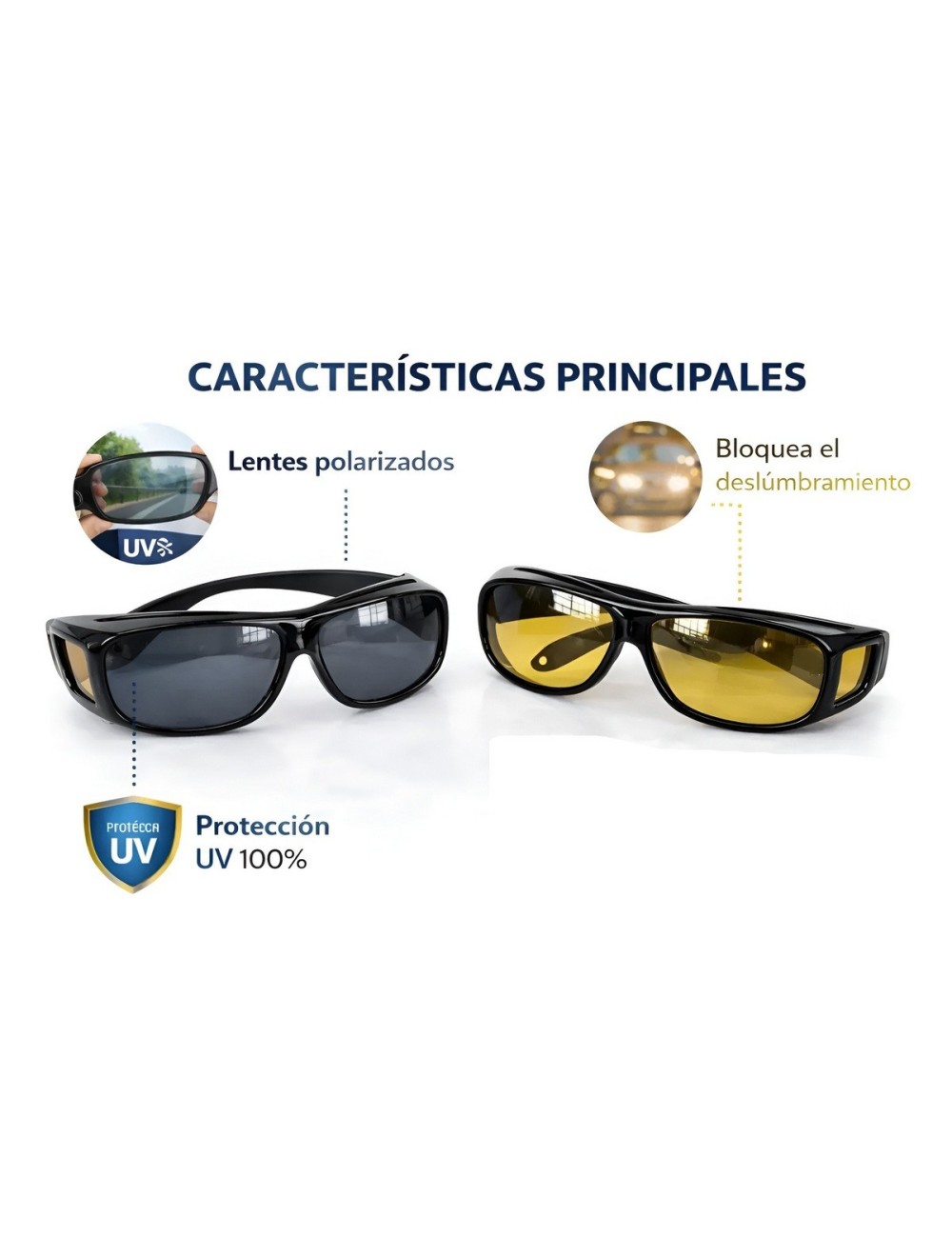 Gafas Hd Vision Dia Y Noche Polarizadas Conduccion Kit X2