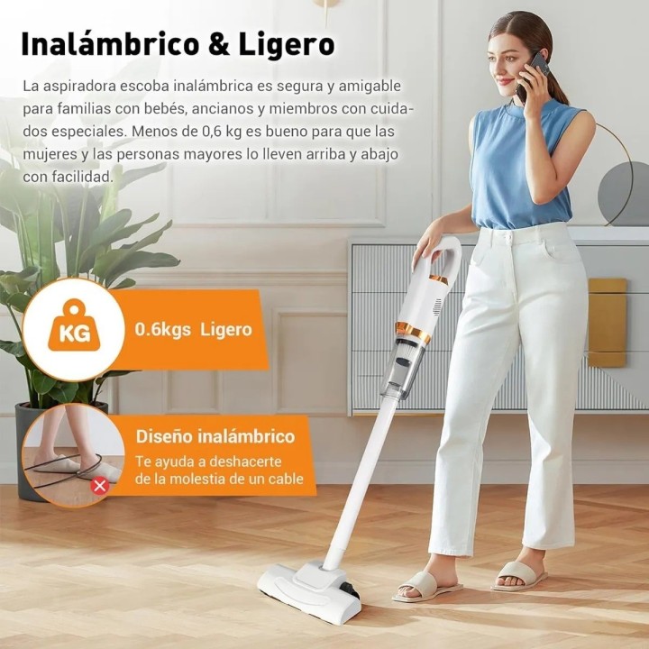 Aspiradora Inalámbrica 2 En 1 Escoba Y Mano 120w Potente