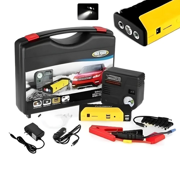Arrancador De Bateria Portatil + Compresor De Aire 12v Kit