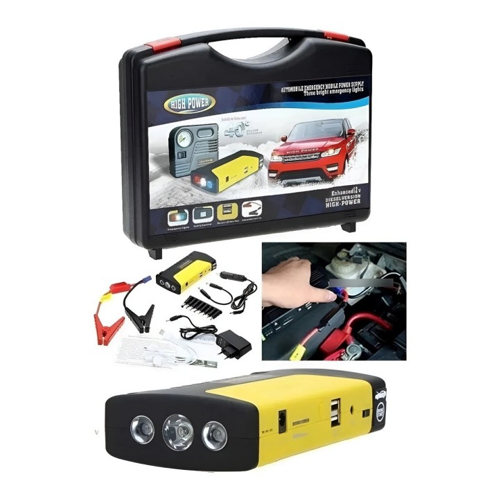 Arrancador De Bateria Portatil + Compresor De Aire 12v Kit