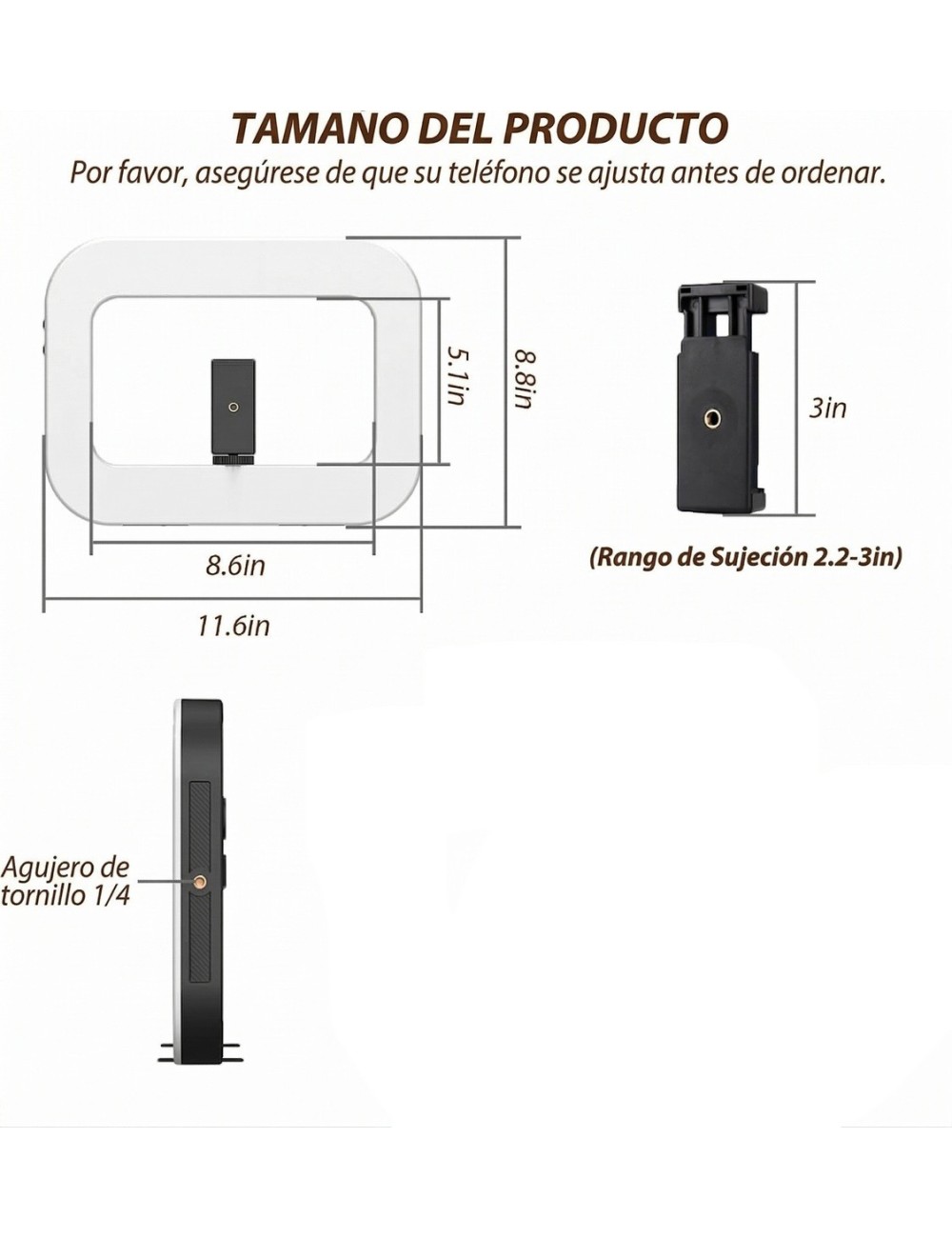 Aro De Luz Led Rectangular Portátil Para Celular Video Blog