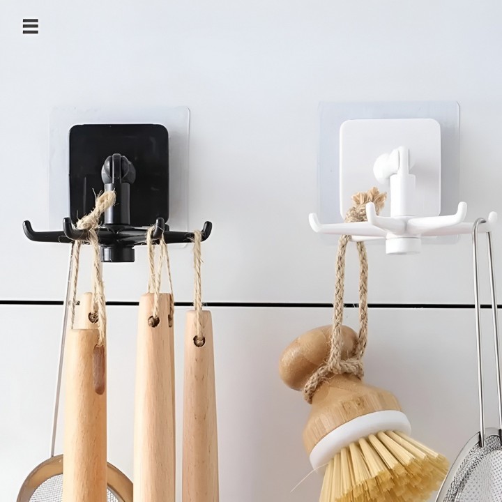 Organizador Giratorio 360 Adhesivo 6 Ganchos Cocina Y Baño