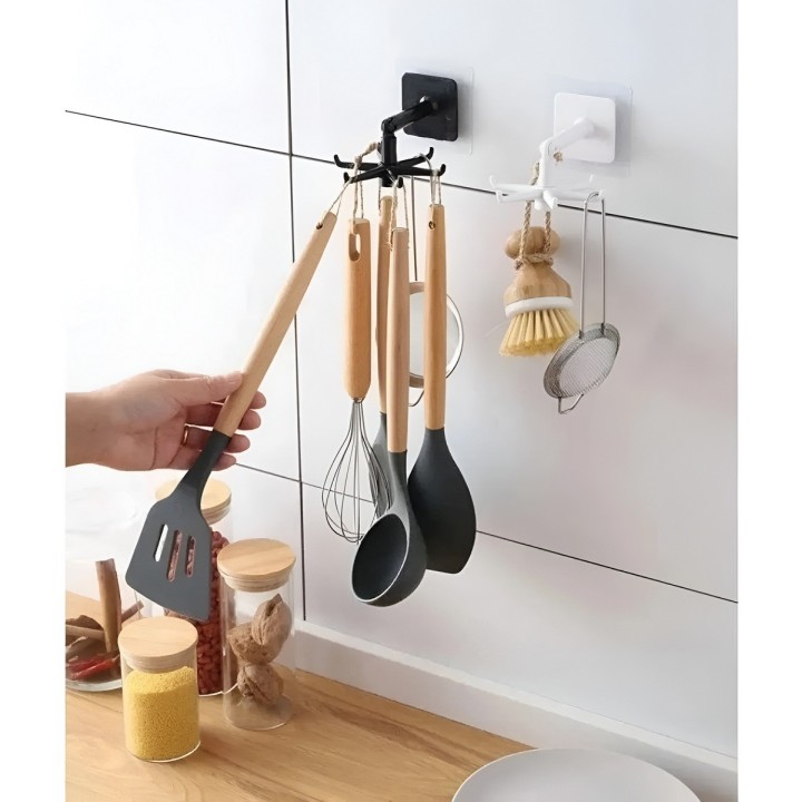 Organizador Giratorio 360 Adhesivo 6 Ganchos Cocina Y Baño