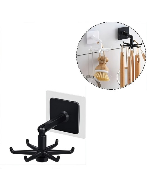 Organizador Giratorio 360 Adhesivo 6 Ganchos Cocina Y Baño