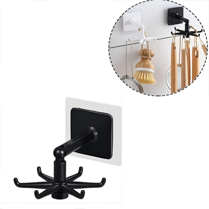 Organizador Giratorio 360 Adhesivo 6 Ganchos Cocina Y Baño