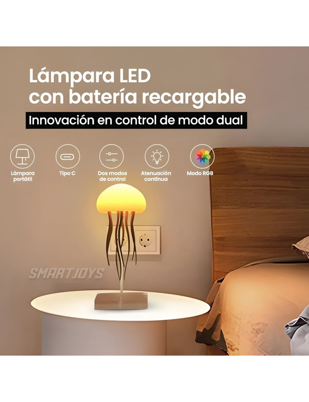 Lampara Led Medusa Recargable Rgb Movimiento Relajante Usb