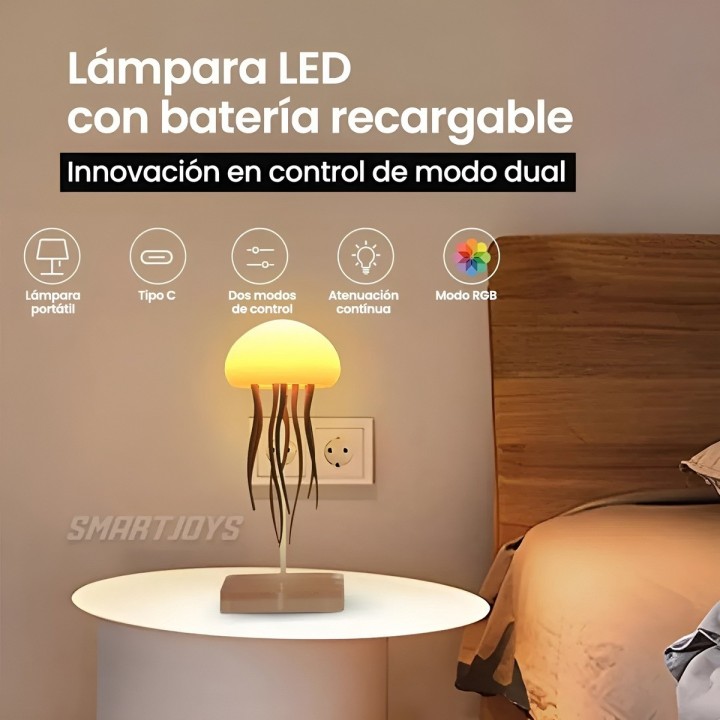 Lampara Led Medusa Recargable Rgb Movimiento Relajante Usb