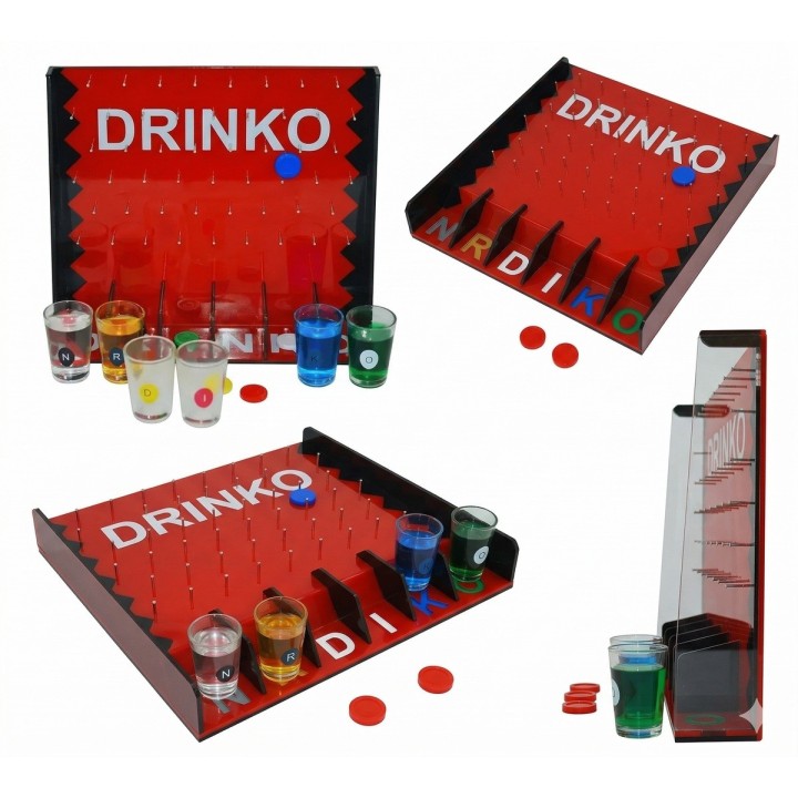 Juego Drinko Shot De Mesa Diversión Fiestas 6 Vasos Vidrio