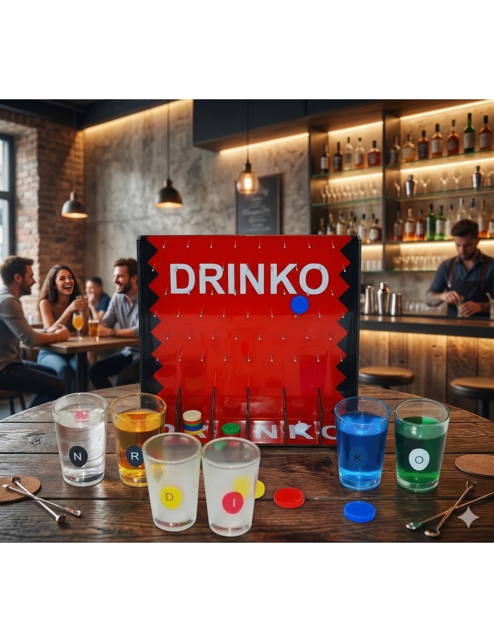 Juego Drinko Shot De Mesa Diversión Fiestas 6 Vasos Vidrio