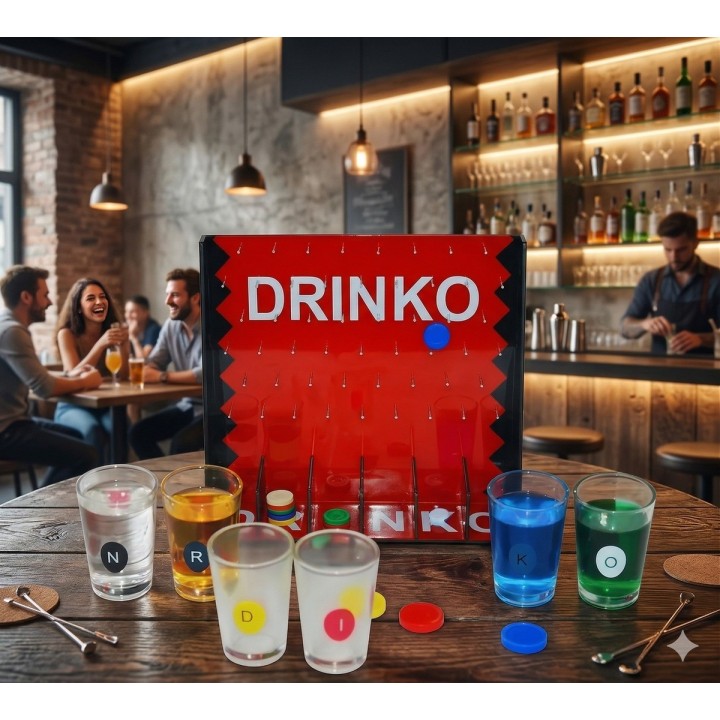 Juego Drinko Shot De Mesa Diversión Fiestas 6 Vasos Vidrio