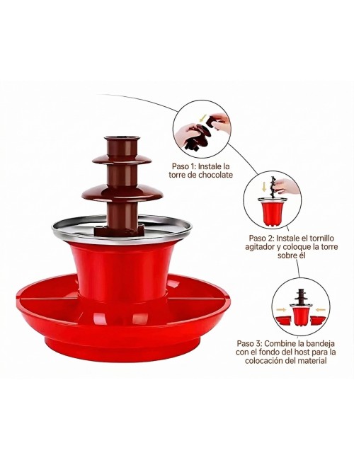 Fuente De Chocolate Eléctrica 3 Pisos Con Bandeja De Frutas