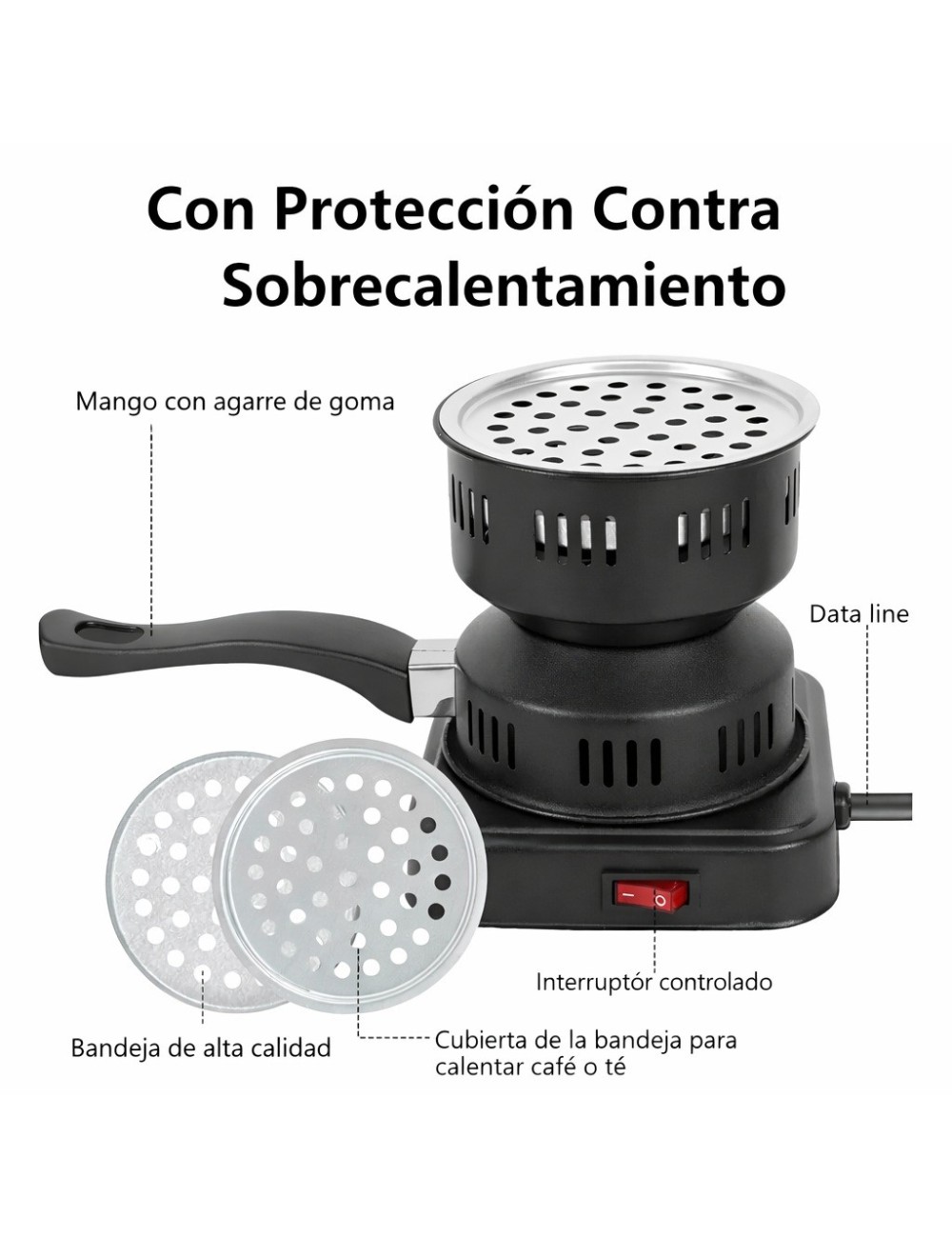Estufa Electrica Portatil Quemador De Carbon Y Cocina 600w