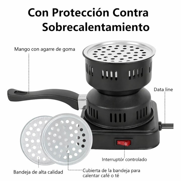 Estufa Electrica Portatil Quemador De Carbon Y Cocina 600w