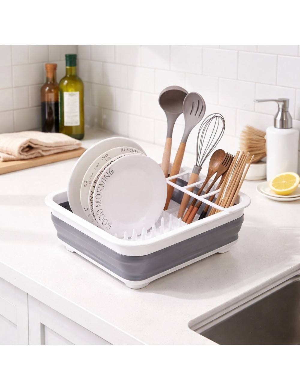 Escurridor De Platos Plegable Silicona Compacto Portátil