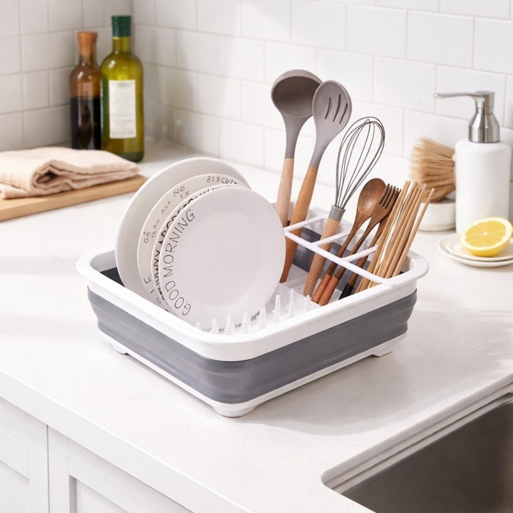 Escurridor De Platos Plegable Silicona Compacto Portátil