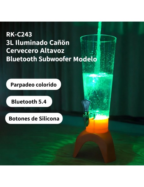 Dispensador Cerveza 3l Con Bocina Bluetooth Y Luz Led Fiesta