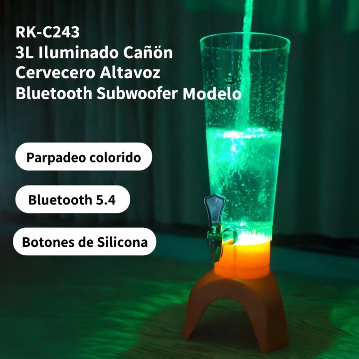 Dispensador Cerveza 3l Con Bocina Bluetooth Y Luz Led Fiesta
