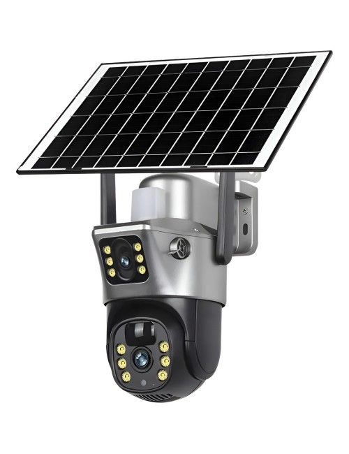 Camara Seguridad Solar Wifi Doble Lente Exterior Ptz 360 Hd